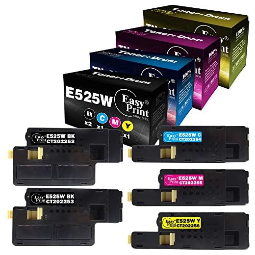 (2X BK+C+M+Y) 5-Pack Compatible Toner Cartridge Replacement for Dell E525W E525 for Dell E525W Wireless Color Laser Printer for 593-BBJX 593-BBJU 593-BBJV 593-BBJW, Sold by EasyPrint