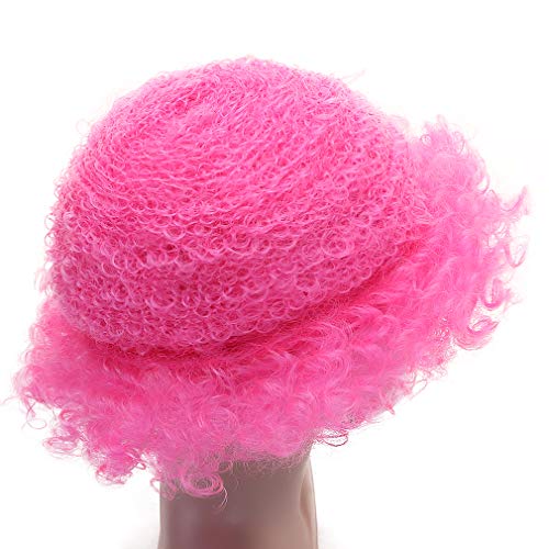 Image of FREE BEAUTY Fluffy Afro Synthetic Clown Wig for Men Women Cosplay Anime Party Christmas Halloween Fancy Funny Wigs (Pink)