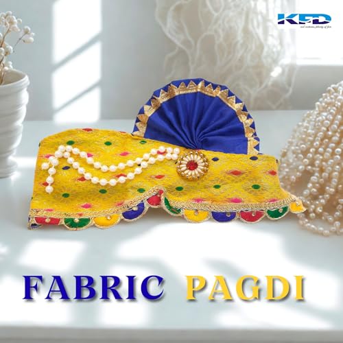 Image of Kaku Fancy Dresses King Fabric Mukut Janmashtami Mythological Character Costume Crown for Kids & Adults | Traditional Royal Headgear for Fancy Dress & Religious Events - Golden, FREE, UNISEX