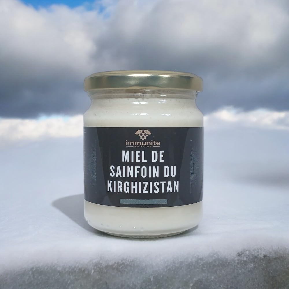 Miel blanc de sainfoin du Kirghizistan - Poids net 250g - Pur - 100% naturel -miel rare parmi les meilleurs au monde - vertues immenses et nombreuses - immunite BOOSTER