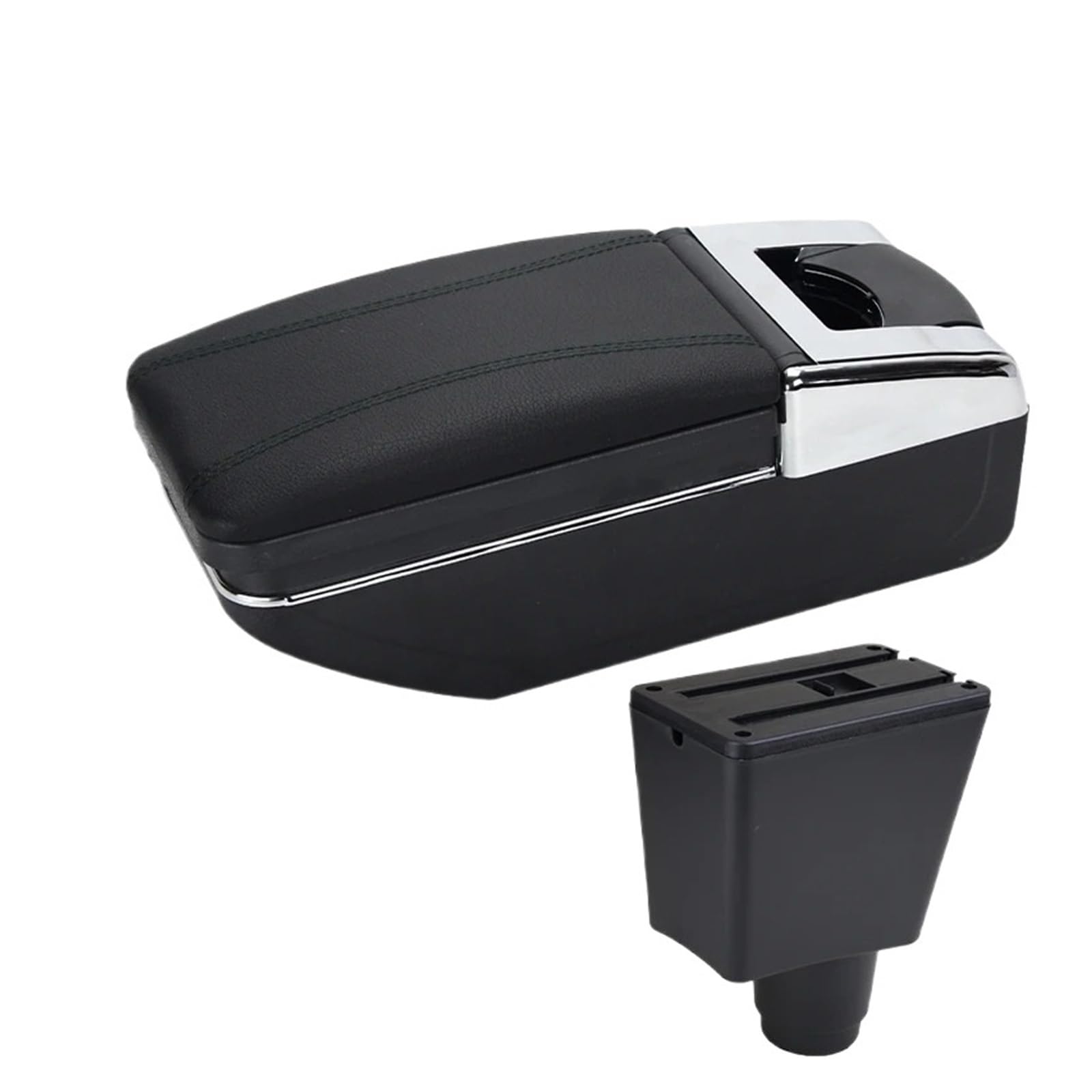 UMDJJU For Logan For Sandero 2 Car Armrest Box Interior Retrofit Accessories Storage Car Centre Console Armrest Box(A2 Black line NO USB)
