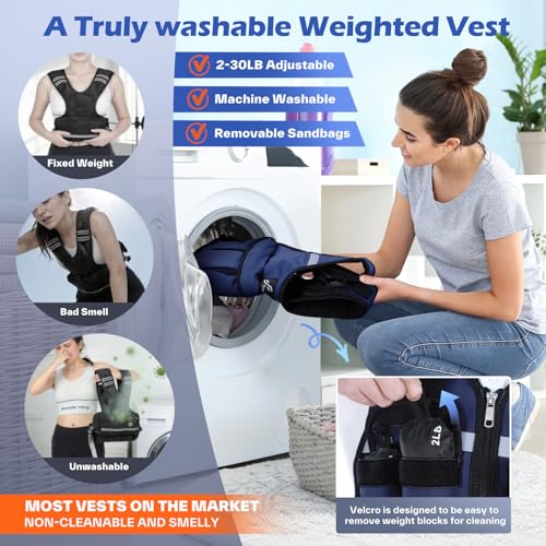 Image of Sportneer Adjustable Weighted Vest Weights: 2-18 lbs /2-42 lbs Washable Weight Vest for Walking 16 In 1 Fast Adjust Rucking Vest for Women and Men Home Gym Running Jogging Strength Training Vests