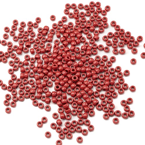 Image of Gxueshan 1000 Pcs Acrylic Wine Red Pony Beads 6x9mm Bulk for Friendship Bracelet Necklace Jewelry Making Pens Hair Braiding Kit