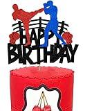 Boxing Cake Topper Decorations Boxing Birthday Cake Toppers for Boys Men Glitter Boxing Theme Happy