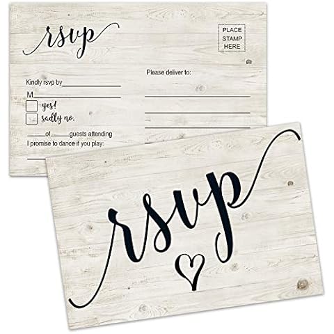 Antgiftshop 50 RSVP Postcards, RSVP Cards, Rustic Blank Response Cards for Wedding, Birthday, Bridal Shower, Baby Shower Party, 4x6 Inches Cover