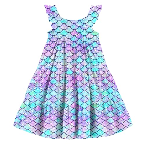 Vieille Toddler Girls Summer Dress Ruffle Sleeveless Casual Beach Sundress Tiered Swing Princess Dress for 2-8 Years2