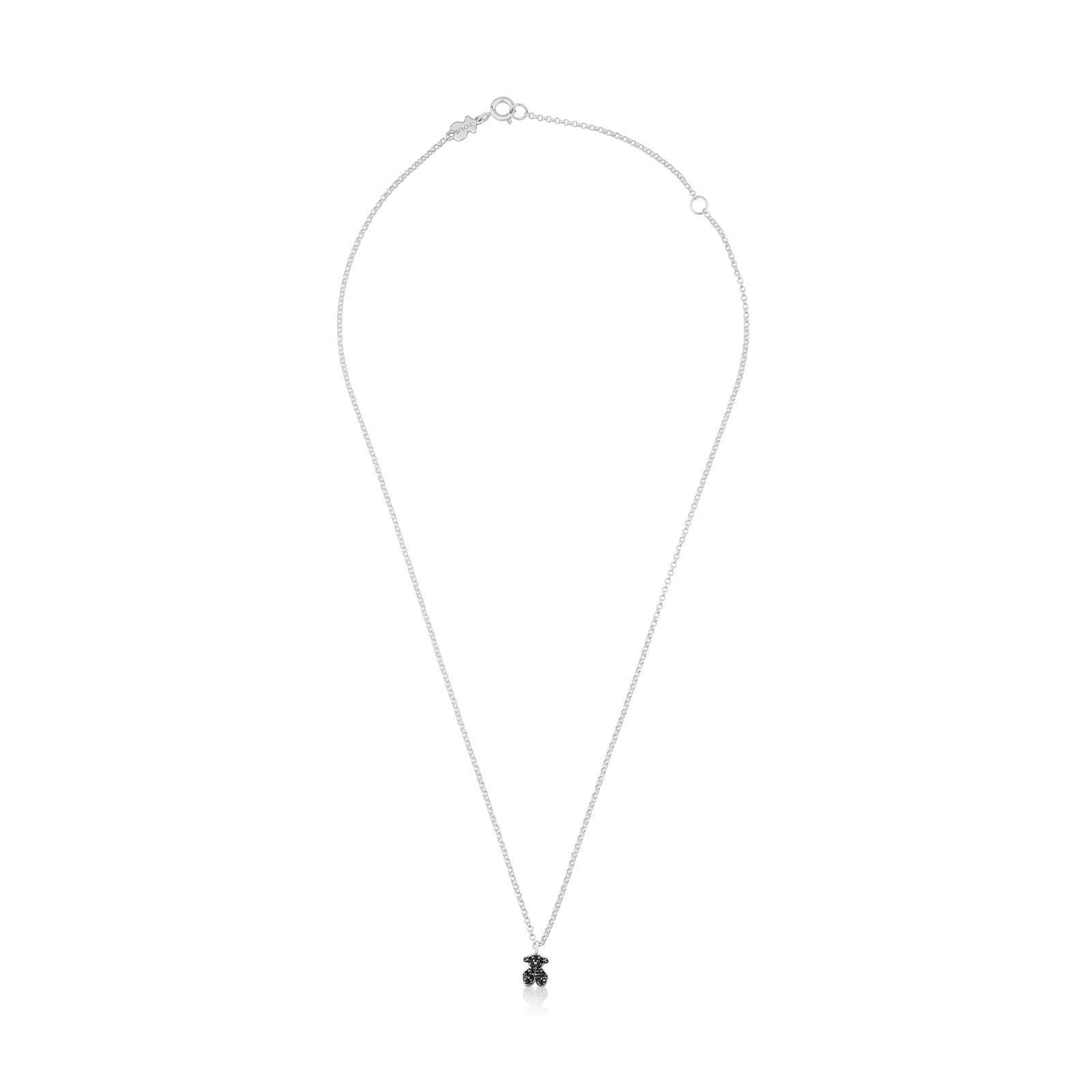 TOUS Collar de Plata de Primera Ley para Mujer con Motivo de Oso en Espinela 0,75 cm, Largo 45 cm, Clásico y Sofisticado, Colección Motif