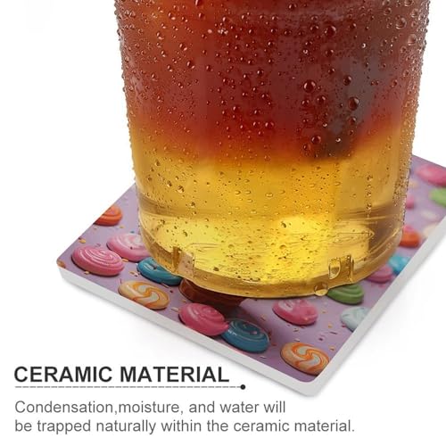 Sous-verres céramique carrés imprimés protection table cuisine bar