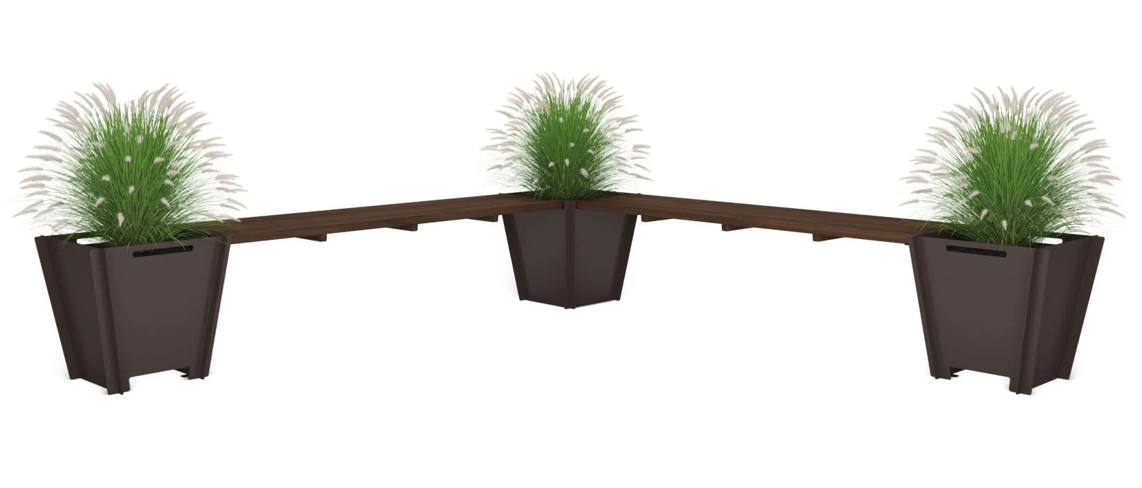 Groovebox Eckbank mit 3 Pflanzkästen aus Stahl, braun, Bambus Sitzbank mit Pflanzkübel, Ecksitzbank, Gartenbank, Holzbank, Parkbank, Gartensitzbank, Blumenkasten, Blumenkübel
