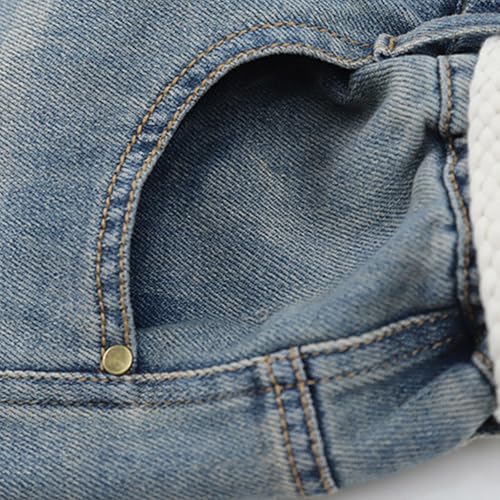 Boys Straight Leg Jeans Elastic Waisted Loose Fit Teens Denim Pants Casual Y2k Sweatpants Streetwear with Pockets4