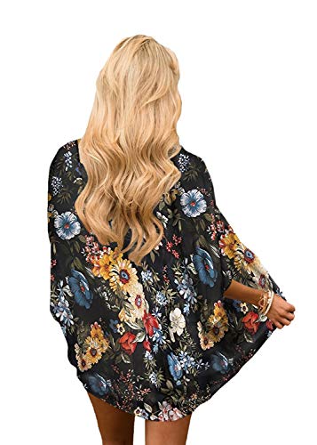 Image of CASURESS Women's Cardigan-Sheer Kimono Loose Summer Floral Print Cover Ups