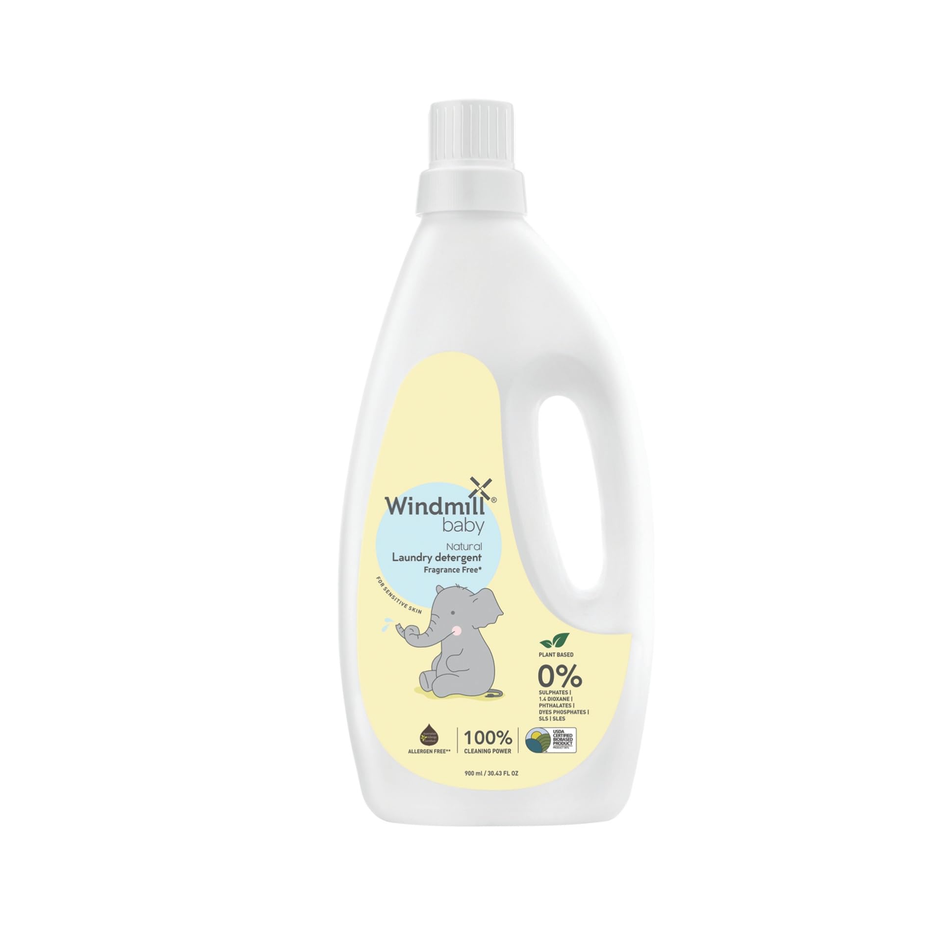 Windmill baby Natural Fragrance Free Laundry Detergent Liquid, USDA Certified, Allergen Free, Plant Based with Bio-Enzymes - 900 ml-picture-18