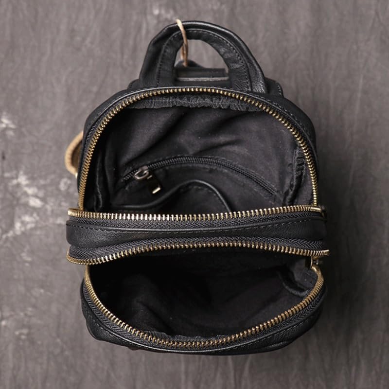 Men's Leather Crossbody Backpack with Single Shoulder Strap Large Capacity