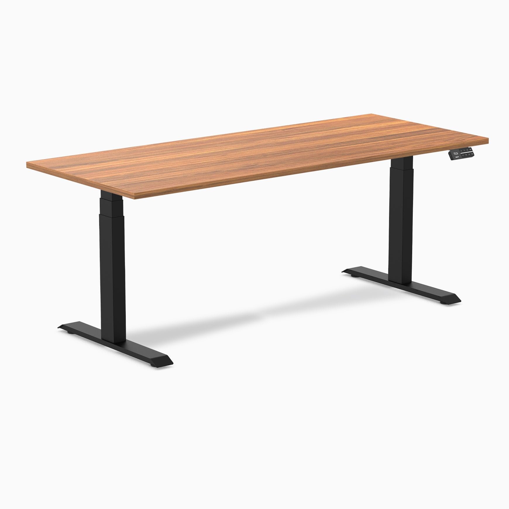 Desky Dual Laminate Sit Stand Desk Prime Oak 70.9" Matte Black