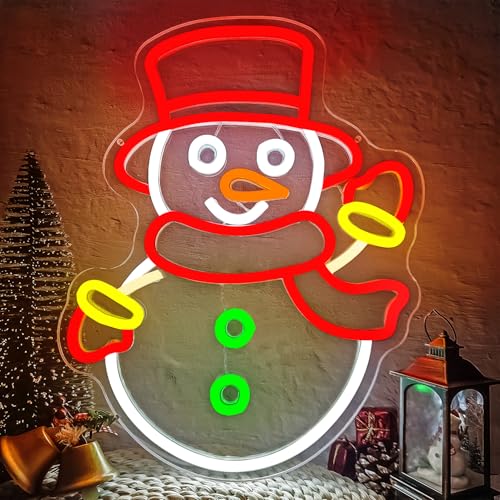 Image of Christmas Neon Signs for Wall Decor Snowman Neon Light Christmas LED Sign USB Dimmable Light Sign for Party Xmas Decor Presents