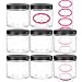 DilaBee 8-Pack 16 Ounce Large Elegant Refillable Clear Plastic Jars with Lids and Labels, Round Container For Beauty Products, Cream, Exfoliating Scrub, Face Masks and Lotion