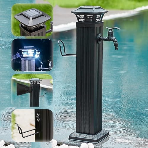 Frost-Free Solar Light Water Column - Freestanding Outdoor Faucet & Hose Stand, Floor-Mounted Spigot for Gardens - Durable, Stylish Watering Solution