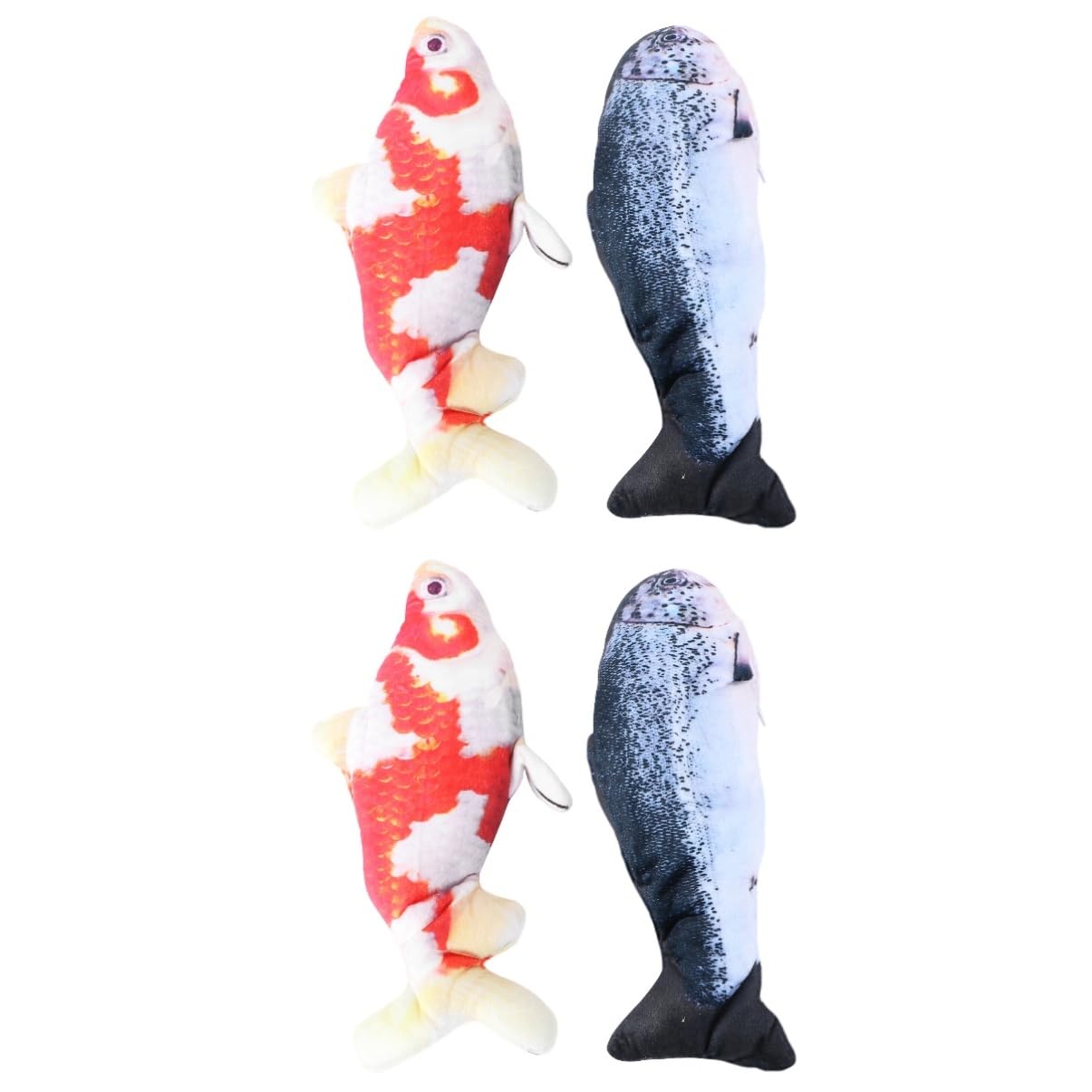 FRCOLOR 4 Piezas Pez Eléctrico De Simulación Gato Mascota Peluche Juguetes Teaser Gatera Juguete De Pez En Movimiento Eléctrico Juguete Felpa Peces Artificiales Carpa Cruciana