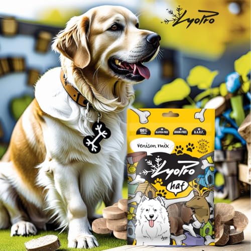 LyoPro Wildmix für Hunde und Katzen 50 g | 100% natürlich | Gefriergetrocknetes Fleisch und Innereien | Ohne Gluten, Konservierungsstoffe und Zusatzstoffe | Barf-freundlicher Snack (50 g, Wild-Mix)
