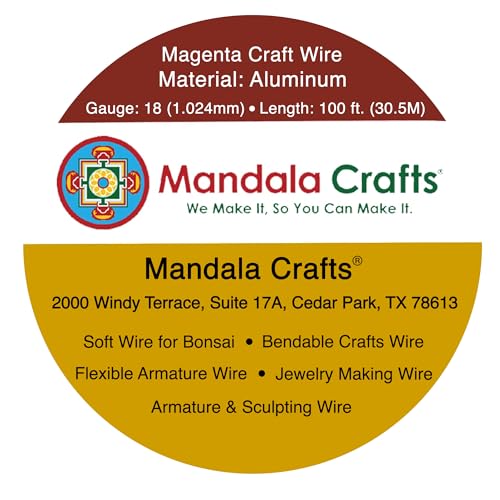 Image of Mandala Crafts 18 Gauge Magenta Anodized Aluminum Craft Wire, 100 FT | Colored, Flexible, Bendable, for Bonsai, Armature, Sculpting, Wire Wrapping, Jewelry Making, Weather & Tarnish Resistant