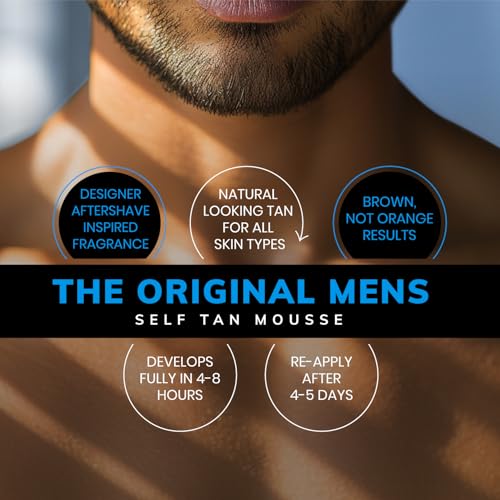 Fake Tan Pack For Men, 200ml Mousse plus Man Size Tanning Mitt | Easy To Apply Self Tanner & Instant Results | Masculine Aftershave Fragrance | Zero Biscuit Smell Zero Ginger Tones (Clear - Aqua) - Image 7