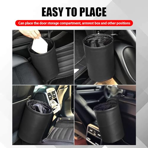 Image of 1 PC Car Trash Can, Mini Hanging Storage Bucket, Compression Folding Waterproof Storage Box, Creative Car Storage Bag, Universal for Most Cars (Black), LEELAD2201BL-1PC