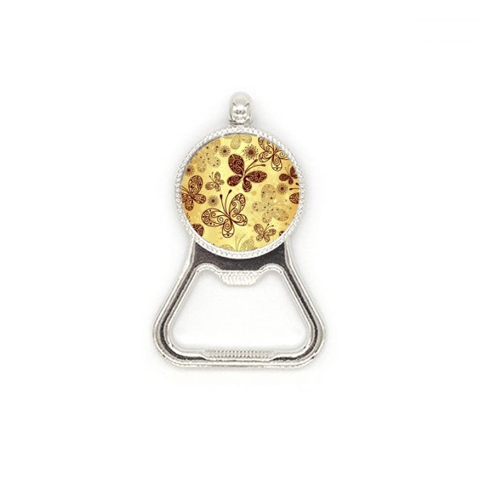 Décapsuleur papillon jaune acier inox, cadeau original