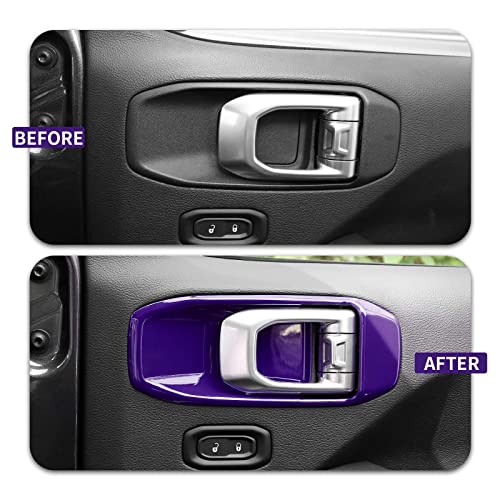 SQQP Inner Door Handle Bowl Cover Compatible with 2018-2022 Jeep Wrangler JL 4-Door(Purple) - Thumbnail 2