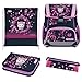 herlitz Schulranzen Set 4-teilig Loop Blossom Dance Schwarz Pink 17 L Ergonomischer Tornister mit geringem Gewicht 1. Klasse Junge Mädchen Kinder