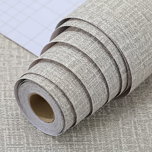 Lovada Peel And Stick Wallpaper Grey Grass Cloth Wall Paper - 15.7 X 98 Inch Self Adhesive Wallpaper Peel And Stick, Easy To Paste Wall Contact Paper For Stand Liner, Table And Door Makeover Decor #TOP26