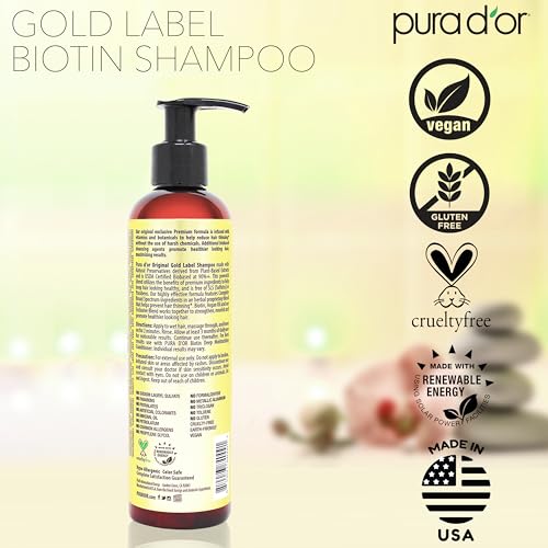 Image of PURA D'OR Original Gold Label Anti-Hair Thinning Biotin Shampoo, 8oz