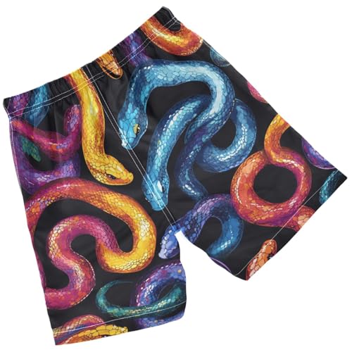 Pigsaly Boys' Swim Board Shorts Colorful Snakes Boy's Swim Trunks Kids Swimwear M2