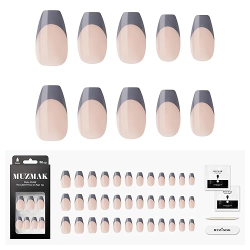 Miniatura 9 de MUZMAK Uñas postizas reutilizables a presión medianas de almendra (Ginger Mellow), 36 piezas, kit de uñas postizas, diario, cita, oficina, pegamento