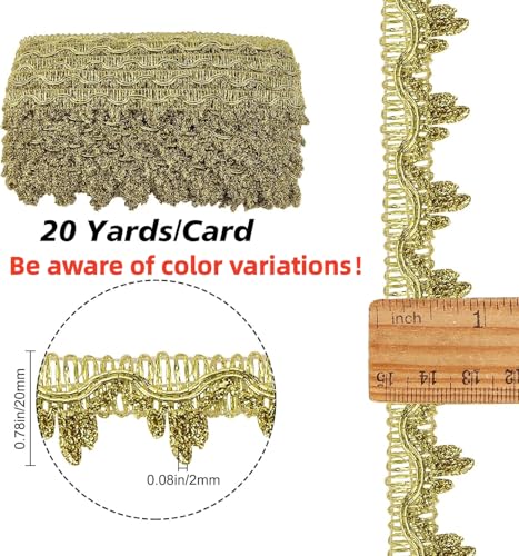 GORGECRAFT 20Yds 3/4" Metallic Braid Lace Trim Gold Flower Glitter Scroll Trims Craft Ribbon Decorated Woven Gimp Fringe Trim Tassel Trimmings Garment Accessory for Sewing Wedding Bridal Jewelry by GORGECRAFT - Used condition - Image 2