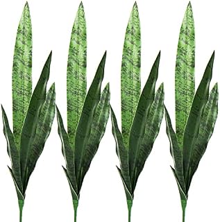 Beebel Künstliche Pflanzen, 76,2 cm, Sansevieria, Schlangenpflanze, Kunststoff, perfekte künstliche Agave, für Zuhause, Büro, Innen- und Außenbereich, 4 Stück