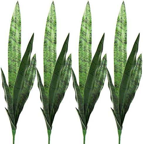 Beebel Künstliche Pflanzen, 76,2 cm, Sansevieria, Schlangenpflanze, Kunststoff, perfekte künstliche Agave, für Zuhause, Büro, Innen- und Außenbereich, 4 Stück
