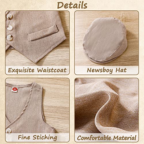 Xifamniy Baby Boys Gentleman Outfit 4Pcs Pants And Top Sets Newborn Long Sleeve Romper+ Hat + Vestcoat + Bow Tie 3-24M #TOP3