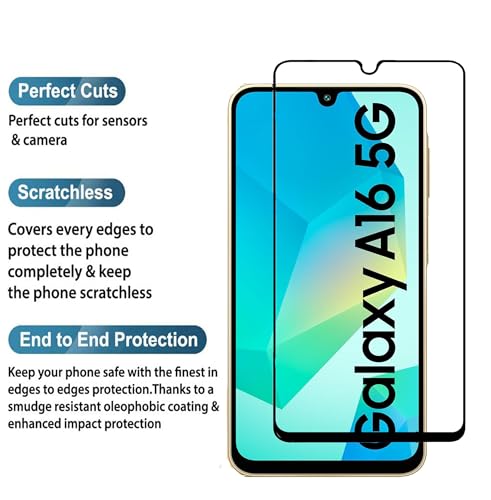 FabeKee Tempered Glass Screen Protector Compatible for Samsung Galaxy A16 5G, Galaxy M16 5G and Galaxy F16 5G (6.67 Inch) Black with Edge to Edge Coverage and Easy Installation kit 4 51u7cAtVXFL