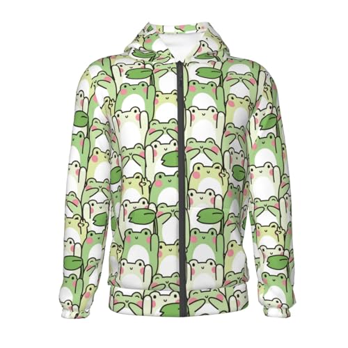 Cute Frog in Various Poses Kid Hoodies Boys Zip Up Sweatshirts Girls Pullover with Pocket2