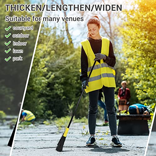 Image of WILLBOND 20 Pcs 20 Pcs Brooms Bulk for Indoor Outdoor 54 Inch, Yellow | Heavy Duty Commercial Broom 60 Degree Angled Head 4 Layer Bristles Long Metal Handle for Garage Lobby Office Courtyard Market