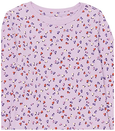 Amazon Essentials Mädchen Langärmeliges, gestricktes Thermo-T-Shirt, 3er-Pack, Purpur/Folk Floral, 6-7 Jahre