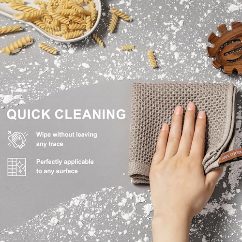 Image of joybest Cotton Kitchen Dish Cloths, 8-Pack Waffle Weave Ultra Soft Absorbent Dish Towels Washcloths Quick Drying Dish Rags, 12x12 Inches, Coffee