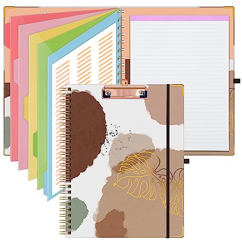 Trustnice clipboard folio with notepad, Clipboard Folder with Storage for Letter Size, 5 Folders with 10 Pockets, Clipboard with Divider Label Stickers for Office Scool