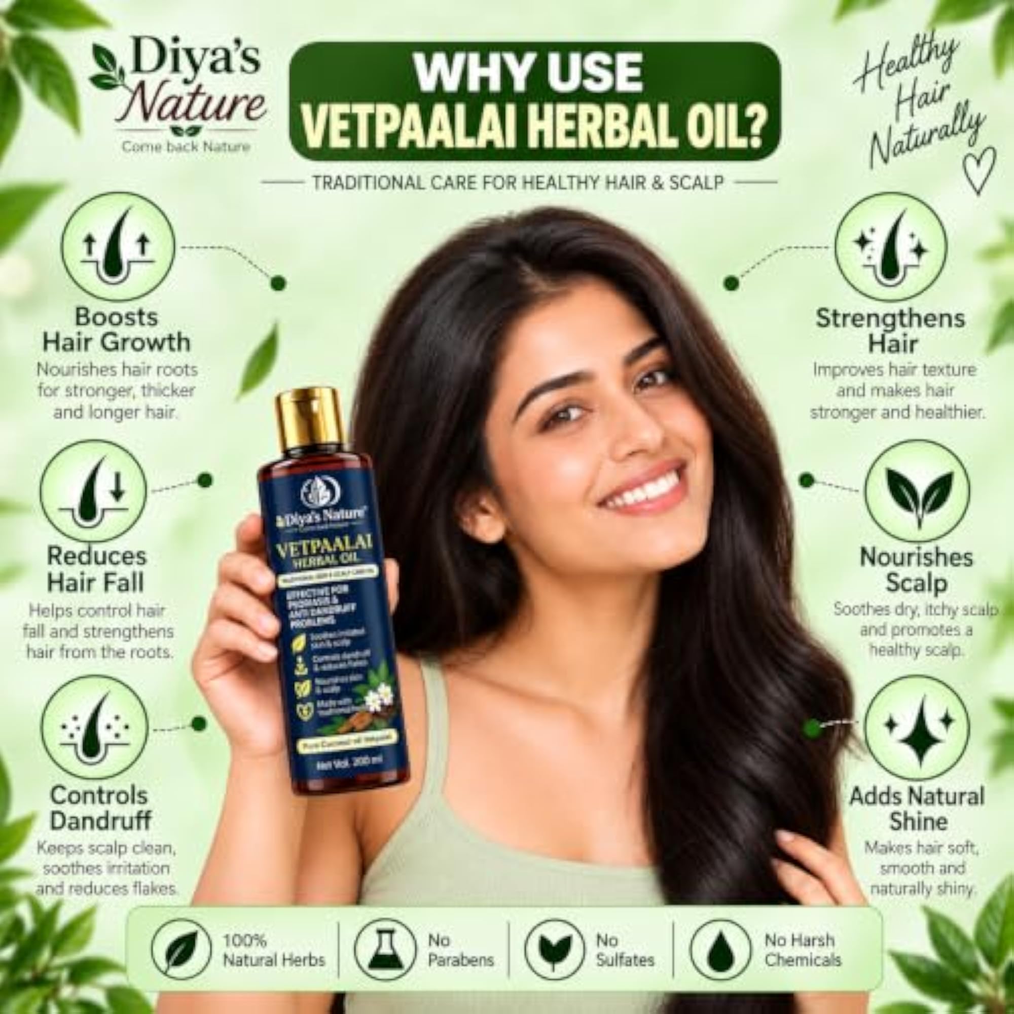 Diya's Nature Vetpaalai Herbal Hair Oil, 100ml