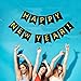 FECEDY Happy New Year Banner Black Bunting with Gold Alphabet for New Year Party Supplier Eve Party Decorations