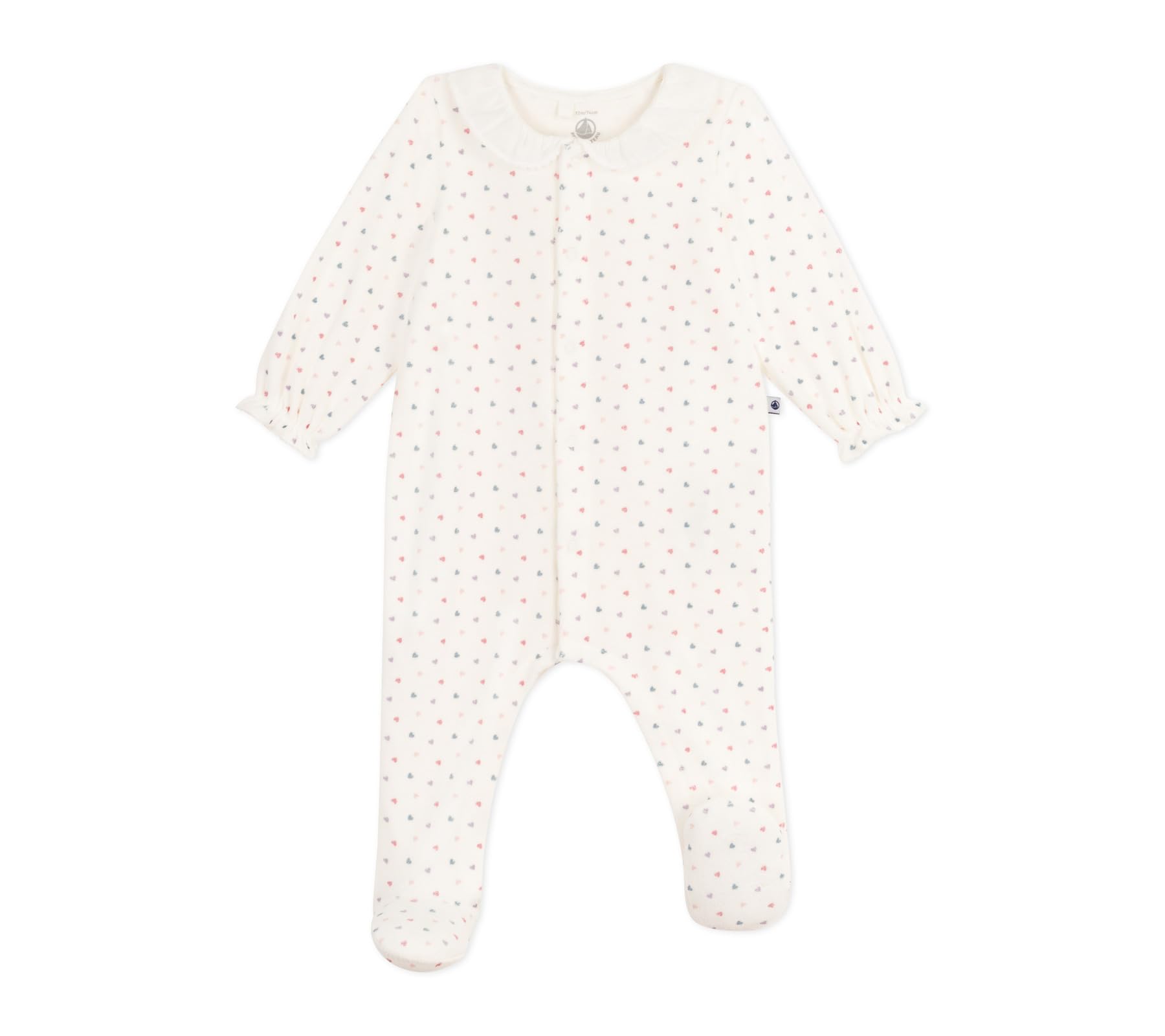 Petit Bateau Pyjama bébé en Velours à col imprimé cœurs