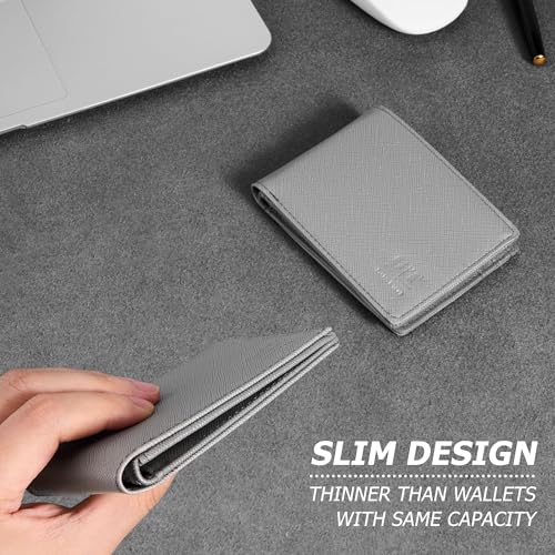 Image of Gostwo Slim Wallet for Men Minimalist Wallet Leather ID Window Card Case with Money Clip