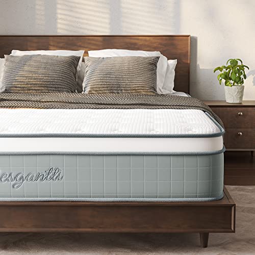 Vesgantti Queen Mattresses, 10 Inch Innerspring Hybrid Queen Size Mattress, Pressure Relief Pocket Spring Queen Bed Mattress In A Box With Breathable Memory Foam, Medium Firm Plush, Certipur-Us #TOP7