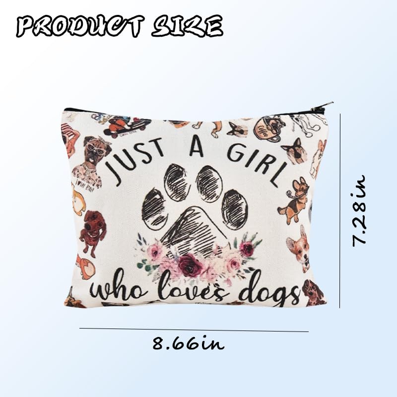 Sisadodo Dog Cosmetic Makeup Bag for Women Girls Just a Girl Who Loves Dogs Travel Organiser Pouch for Dog Mum Multifunctional Portable Small Puppy Accessories Bag Gift for Friends Pet Lovers - Image 2