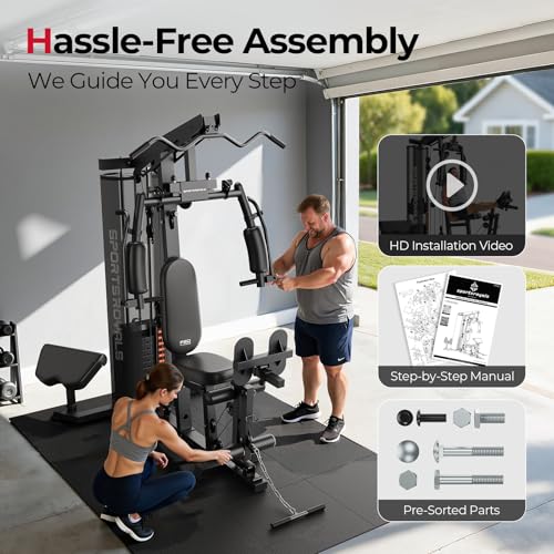 SPORTSROYALS Home Gym, Multifunctional Workout Station with Leg Press - image 8